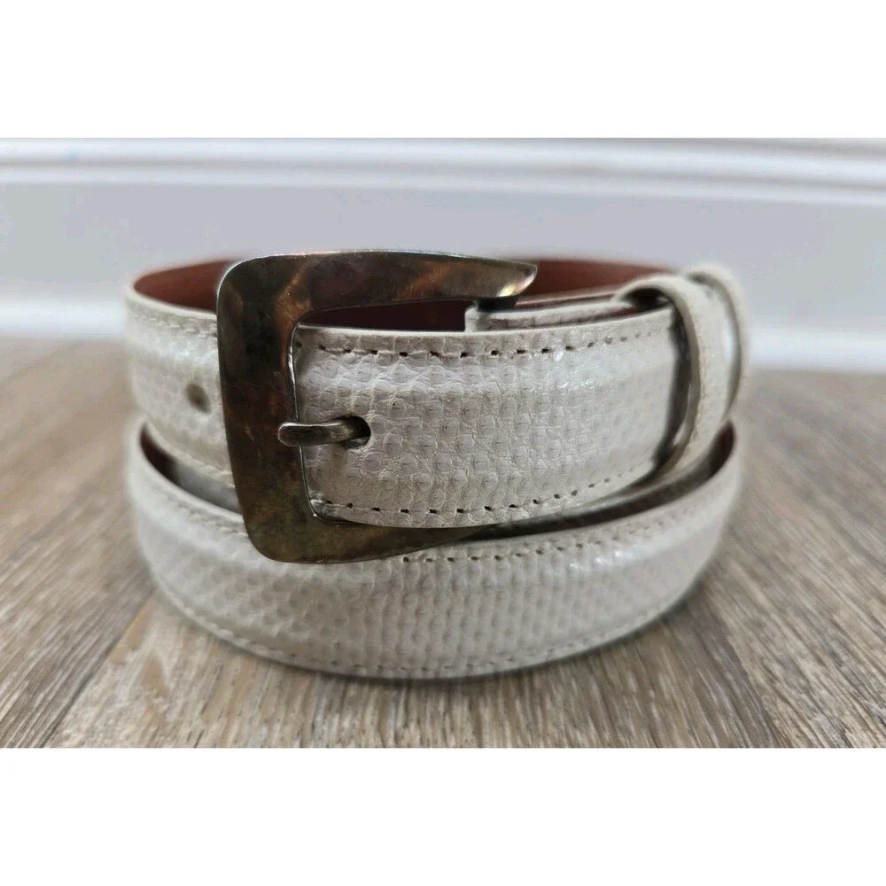 Tom Taylor Belt Genuine Snake Sterling Silver 925 Made in USA Size 38 White